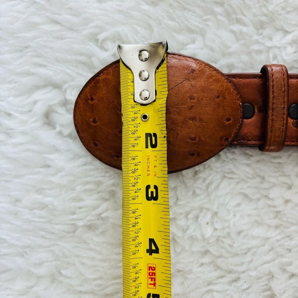 Black Jack Genuine Ostrich Skin Leather Tan Leather Men's Belt 42